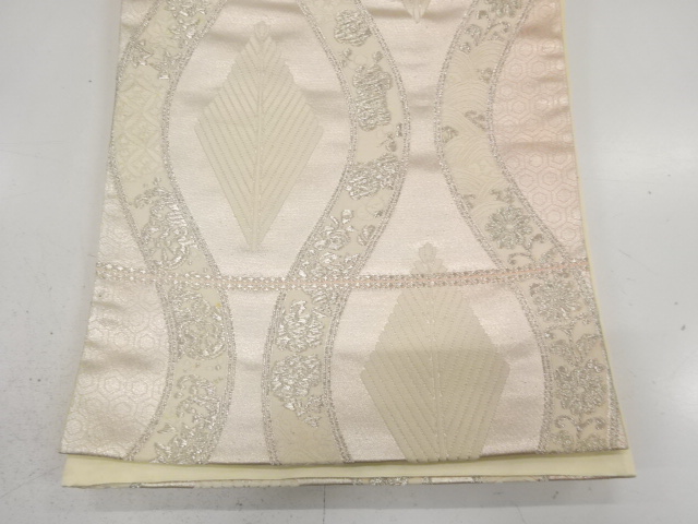  アンティーク　立涌に若松模様織り出し袋帯（材料）